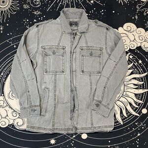 Converse Military Jacket Full Zip Button Mens Large Gray Grunge Goth Outdoor